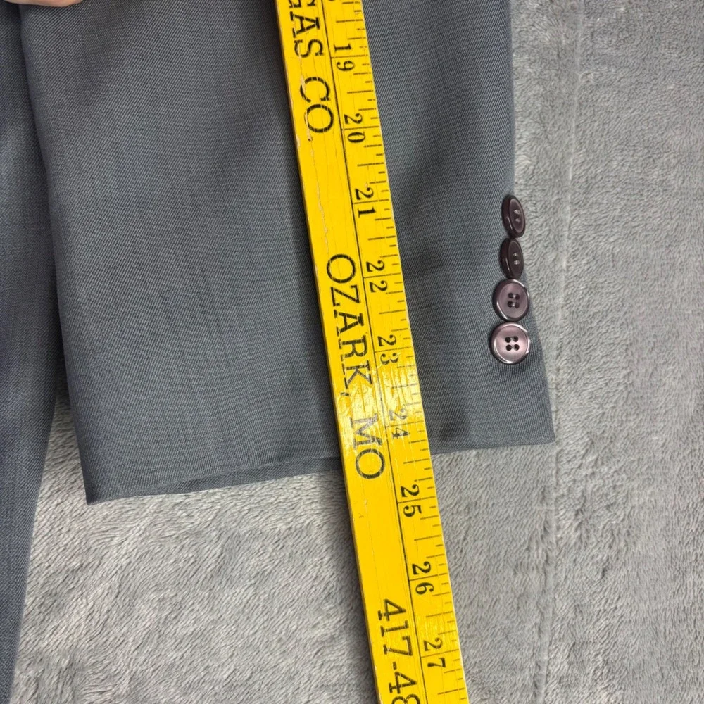 Stacy Adams Blazer‎ Mens 44R Grey 4-Button Peak Lapel Superlative 150s Lining